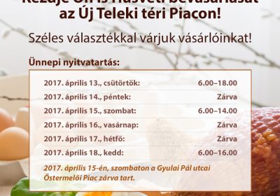 Az Új Teleki Téri Piac Húsvéti ünnepi nyitva tartása