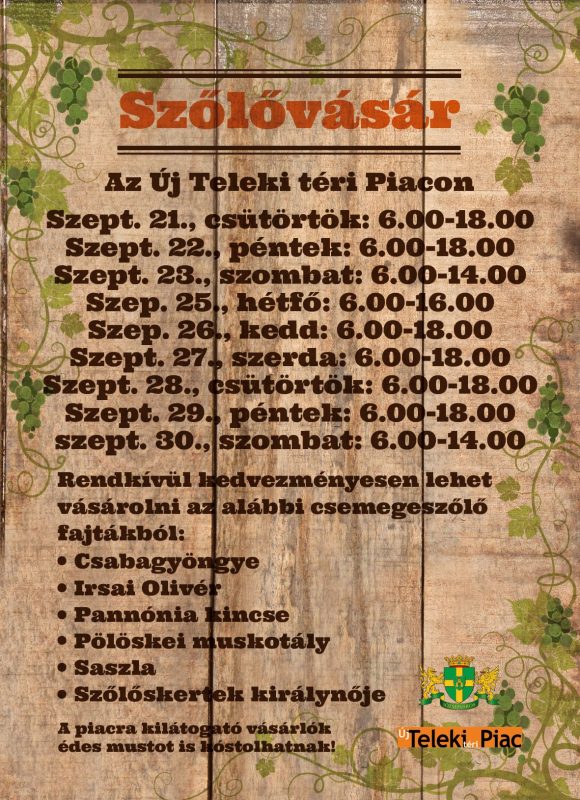 Szőlővásár az Új Teleki téri Piacon