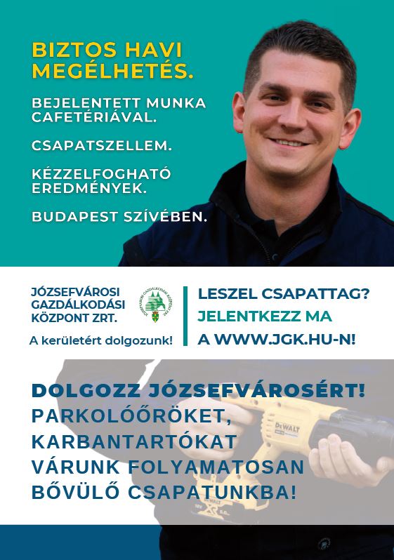 Legyél Te is csapattag, gyere a JGK-hoz dolgozni!