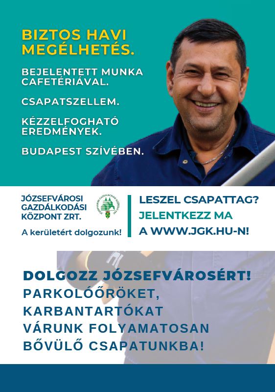 Legyél Te is csapattag, gyere a JGK-hoz dolgozni!