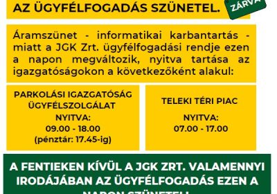 2023 július 5-én áramszünet lesz a JGK-nál!