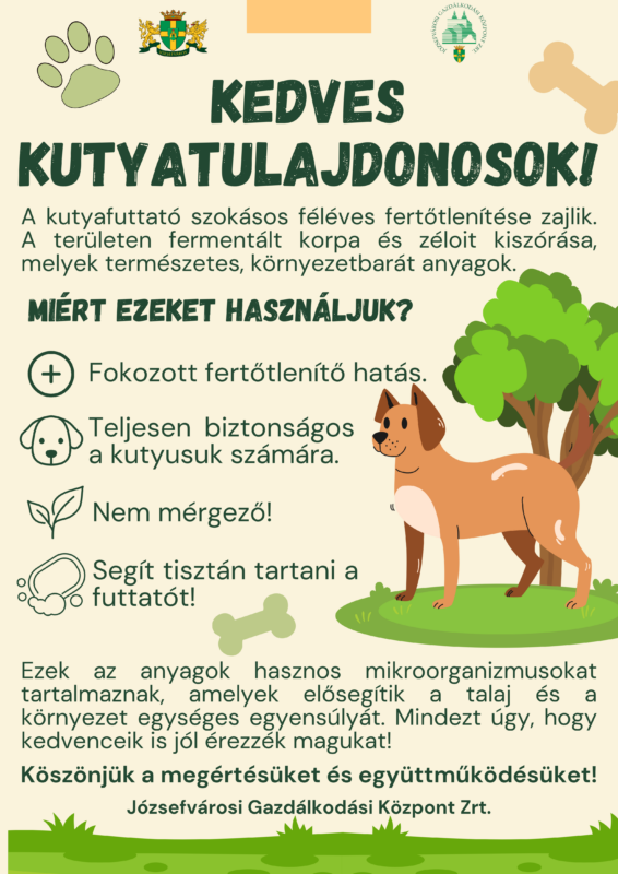 Fertőtlenítik a józsefvárosi kutyafuttatókat június 5-én