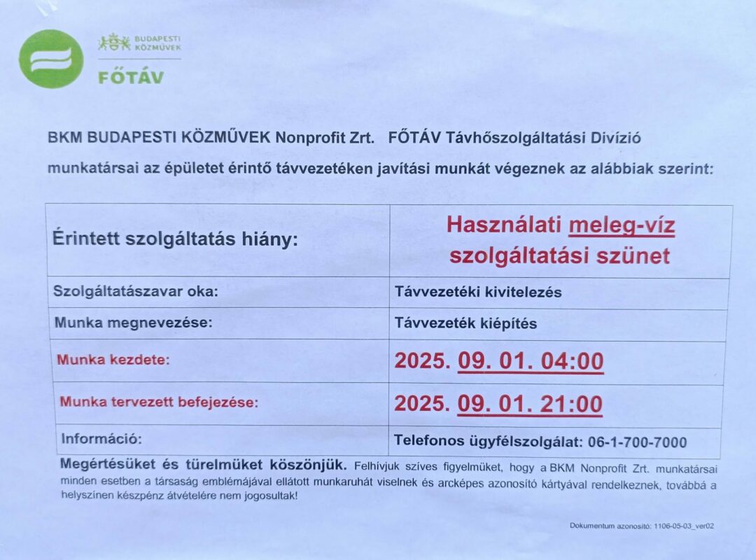 Szeptember 1-én új csatlakozó vezetéket kötnek be – több józsefvárosi cím is érintett